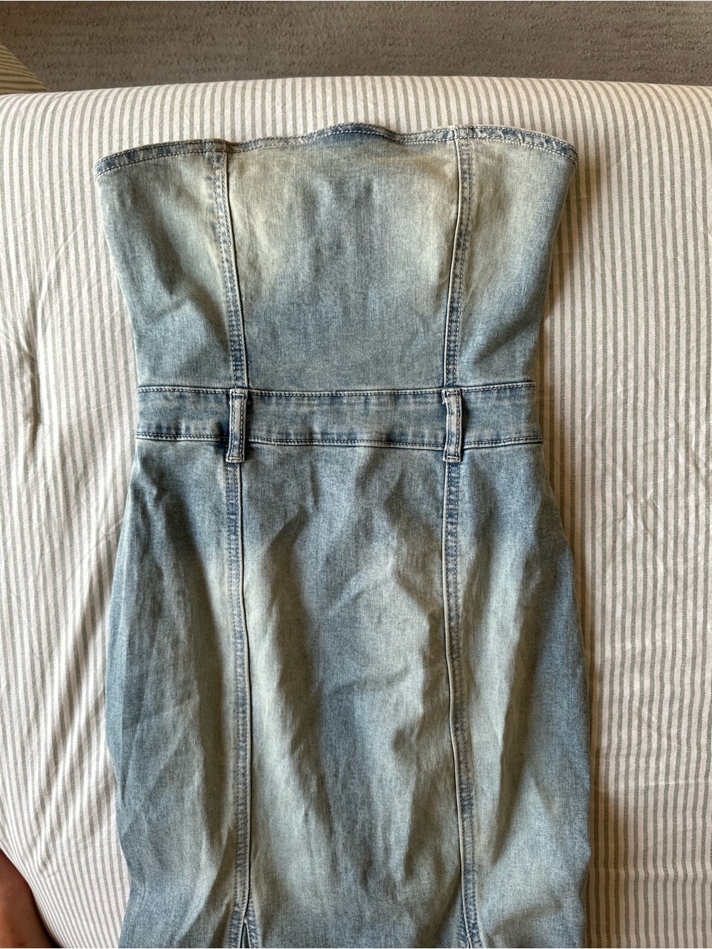 Edikted Strapless Light Wash Denim Dress - Light Blue